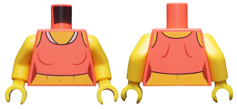 Torso Female Midriff Tank Top with White Neck Hem Pattern / Yellow Arms / Yellow Hands