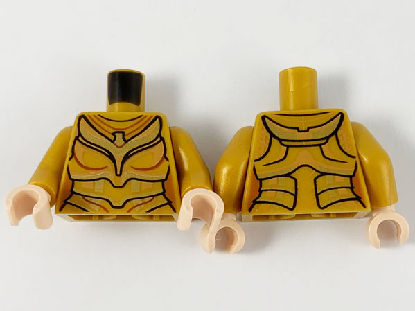 Torso Female Plate Armor, Gold Eagle and Trim with Black and Reddish Brown Contour Lines Pattern / Pearl Gold Arms / Light Nougat Hands
