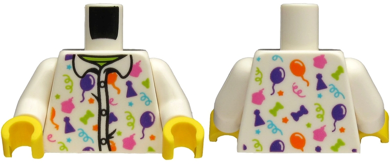 Torso Shirt with Dark Pink, Dark Purple, Lime, Medium Azure and Orange Party Accessories Pattern / White Arms / Yellow Hands