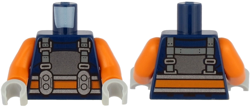 Torso Diving Suit with Silver Chest Plate, Orange and Silver Belt and Harness with Buckles Pattern / Orange Arms / Light Bluish Gray Hands