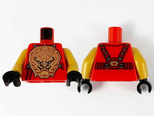 Torso Tunic with Large Gold Lion Breastplate Pattern / Pearl Gold Arms / Black Hands