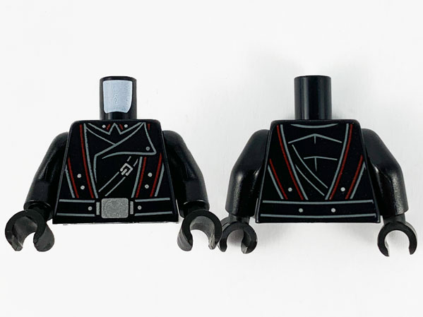 Torso Jacket, Double Breasted, Shoulder Belts with Red Trim and Silver Buckle with Hydra Logo Pattern / Black Arms / Black Hands
