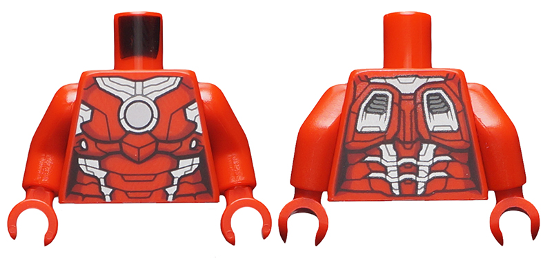 Torso Female Armor, White Arc Reactor and Silver Plates Pattern (Rescue) / Red Arms / Red Hands