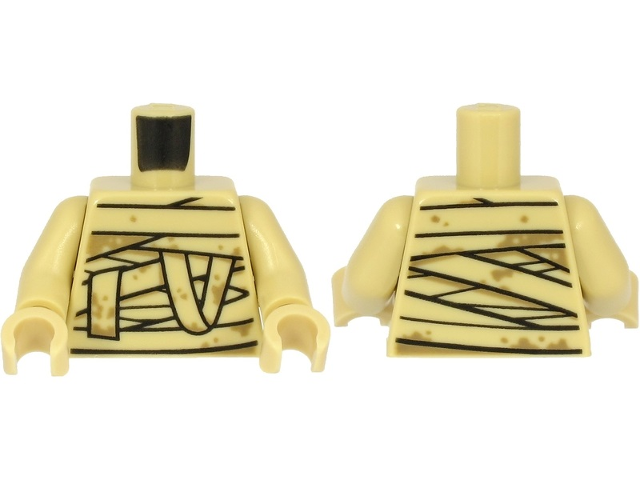Torso Mummy Wrappings with Dark Tan Splotches Pattern / Tan Arms / Tan Hands