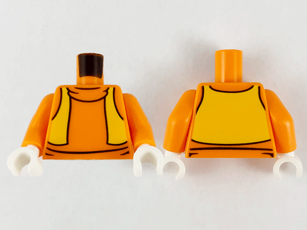Torso Turtleneck with Bright Light Orange Vest Pattern / Orange Arms / White Hands