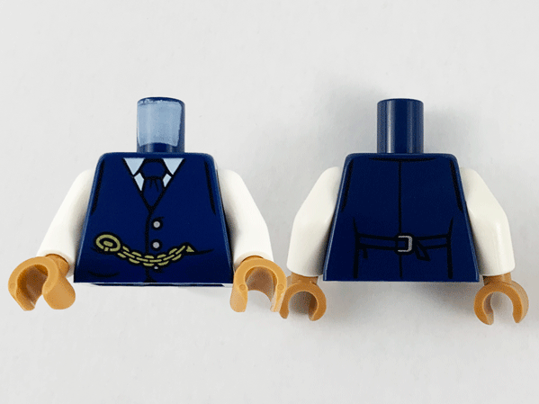 Torso Suit Jacket Buttoned, Tie and Gold Chain Pattern / White Arms / Medium Nougat Hands