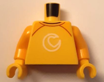 Torso Shirt with Bright Light Orange Collar and Shoulders and White Play Day Emotional Heart Logo Pattern / Bright Light Orange Arms / Yellow Hands