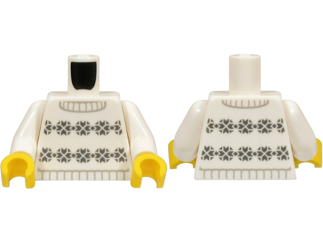 Torso Knit Fair Isle Turtleneck Sweater with Dark Bluish Gray Snowflakes Pattern / White Arms / Yellow Hands