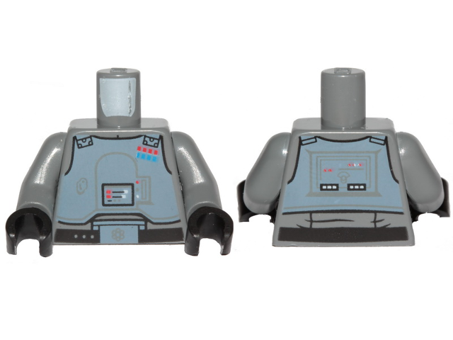 Torso Sand Blue Armor Breastplate, Gray Lines with Blue and Red General Insignia Pattern (SW General Veers) / Dark Bluish Gray Arms / Black Hands