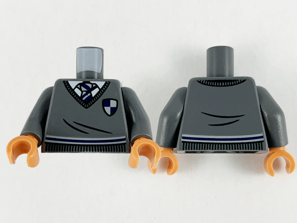 Torso Harry Potter Sweater and Tie, Ravenclaw Shield and Stripe Pattern / Dark Bluish Gray Arms / Nougat Hands