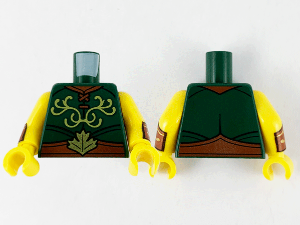 Torso Shirt with Bright Light Yellow Filigree, Reddish Brown Belt with Gold Leaf Pattern / Yellow Arms with Reddish Brown and Gold Cuffs Pattern / Yellow Hands