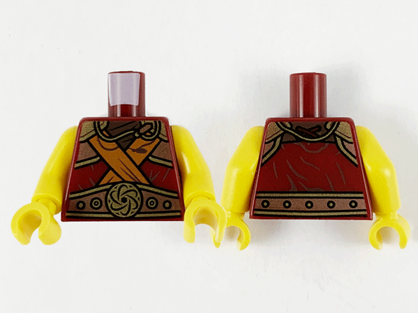 Torso Gold and Copper Armor, Belt and Dark Orange Crossbelts Pattern / Yellow Arms / Yellow Hands