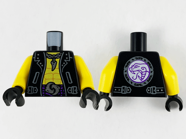 Torso Jacket, Yellow Chest, Silver Necklace with Fang Pendant and Yin Yang Belt Buckle Pattern / Yellow Arms / Black Hands