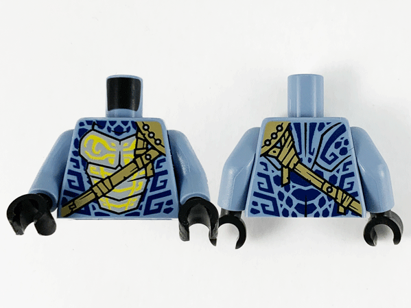 Torso Dark Blue Scales, Dark Tan Crossbelt and Yellow Lines Pattern / Sand Blue Arms / Black Hands
