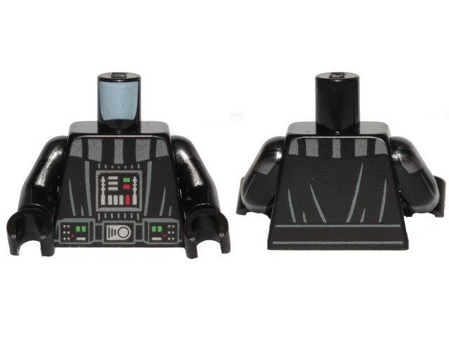 Torso SW Darth Vader Armor, Robe and Back Pattern / Black Arms with Silver Armor and Stripes Pattern / Black Hands