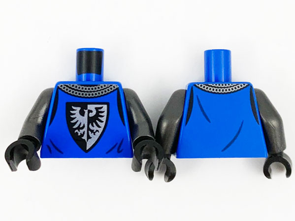 Torso Castle Surcoat, Silver Chain Mail Collar, Black Falcon with Spread Wings Shield Emblem Pattern / Pearl Dark Gray Arms / Black Hands