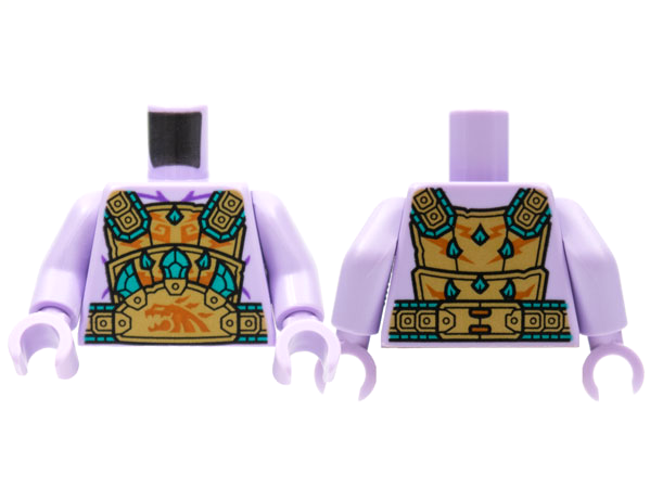 Torso Gold Breastplate, Dark Turquoise and Dark Orange Trim Pattern / Lavender Arms / Lavender Hands