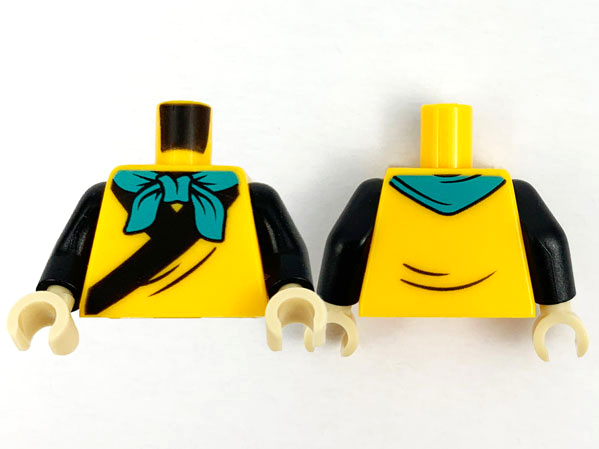 Torso Tunic, Dark Turquoise Bandana, Black Hems Pattern / Black Arms / Tan Hands