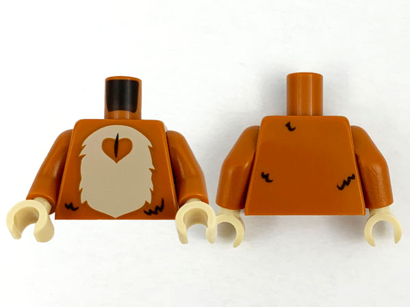 Torso Tan Stomach and Chest Fur and Dark Orange Heart Pattern / Dark Orange Arms / Tan Hands