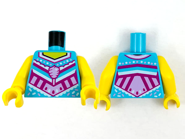 Torso Female Yellow Neck, Bright Pink Cotton Candy, White and Magenta Decoration Pattern / Yellow Arms / Yellow Hands