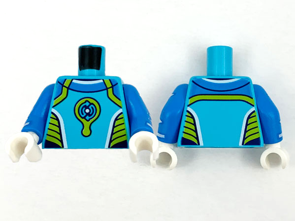 Torso Lime Trim and Dark Azure Double Circular Arrows Logo Pattern / Dark Azure Arms with White Zigzag Pattern / White Hands