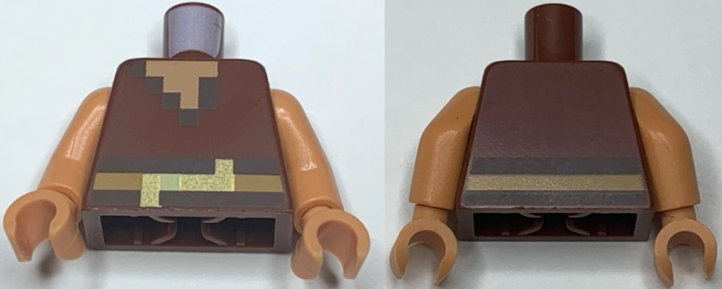Torso Pixelated Nougat Neck, Dark Brown and Gold Belt Pattern / Nougat Arms / Nougat Hands