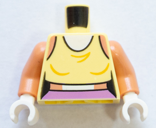 Torso Female Outline Blouse, Belt, Tail and Medium Lavender Shorts Pattern / Nougat Arms / White Hands