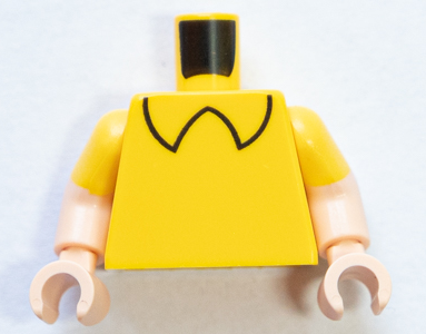 Torso Black Shirt Collar Pattern / Light Nougat Arms with Molded Yellow Short Sleeves Pattern / Light Nougat Hands