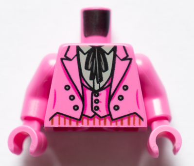 Torso Batman Suit Jacket with Vest, Light Bluish Gray Shirt with Collar and Black Tie Pattern / Dark Pink Arms / Dark Pink Hands