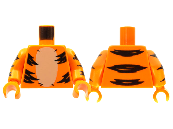 Torso Tan Stomach, Black Stripes Pattern / Orange Arms with 3 Black Stripes (Tiger) Pattern / Orange Hands