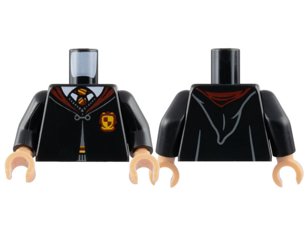Torso Hogwarts Robe Clasped with Gryffindor Crest, Sweater, Shirt and Tie Pattern / Black Arms / Light Nougat Hands