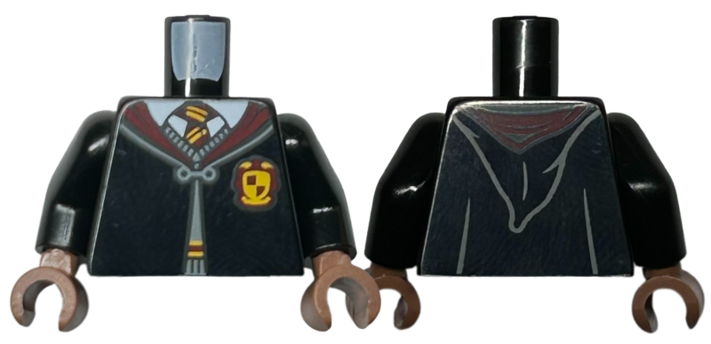 Torso Hogwarts Robe Clasped with Gryffindor Crest, Sweater, Shirt and Tie Pattern / Black Arms / Medium Brown Hands