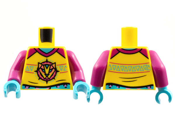 Torso Medium Azure Neck, Magenta Collar, Leopard Logo Pattern / Magenta Arms / Medium Azure Hands