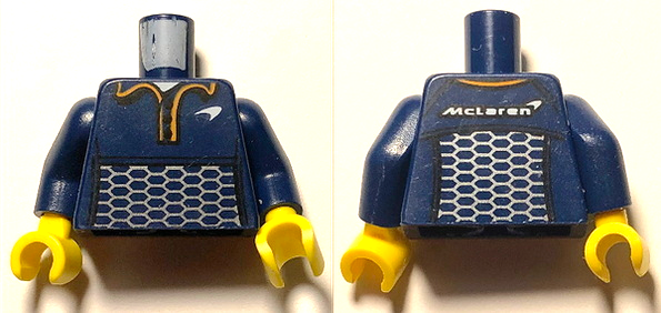 Torso Speed Champions with McLaren Logo Mesh Polo Shirt Pattern / Dark Blue Arms / Yellow Hands