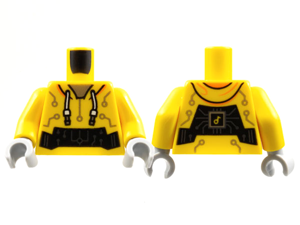 Torso Hoodie, Silver Neck and Circuitry Pattern / Yellow Arms / Light Bluish Gray Hands