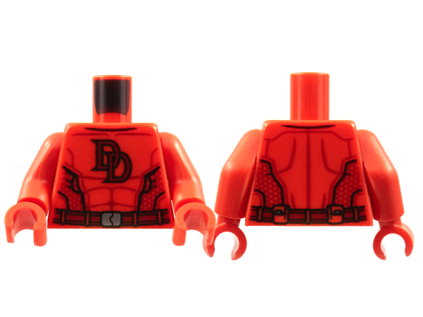 Torso Dark Red 'DD', Muscle Contours and Belt Pattern / Red Arms / Red Hands