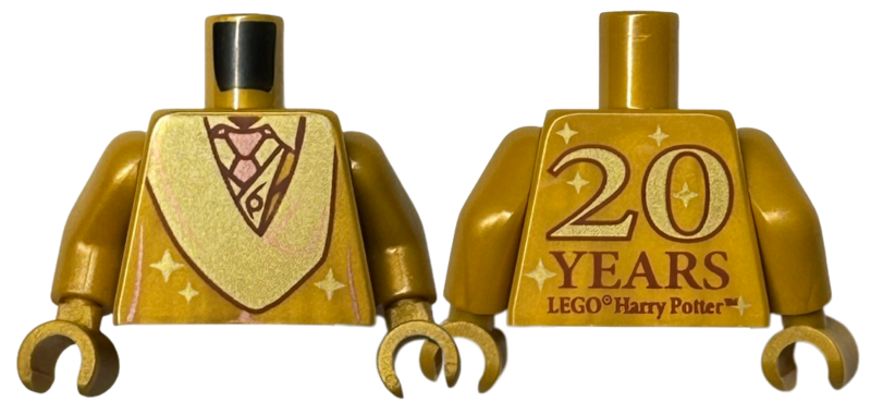 Torso Robe with Shirt and Tie, '20 YEARS LEGO Harry Potter' on Back Pattern / Pearl Gold Arms / Pearl Gold Hands