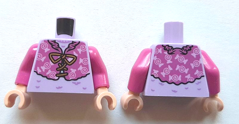 Torso Dark Pink Jacket with Candies over Lavender Sweater Pattern / Dark Pink Arms / Light Nougat Hands