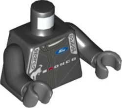 Torso Racing Suit with Ford and Sparco Logos, 'BRONCO' and Horse Front and Back Pattern / Black Arms / Dark Bluish Gray Hands