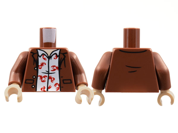 Torso Jacket, Light Nougat Neck, White Shirt with Red Lobsters Pattern / Reddish Brown Arms / Light Nougat Hands