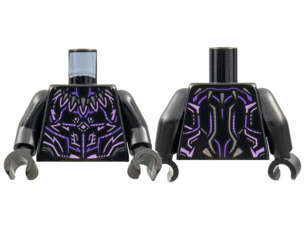 Torso Armor with Dark Purple and Lavender Trim, Pearl Dark Gray Claw Necklace Pattern / Black Arms / Black Hands