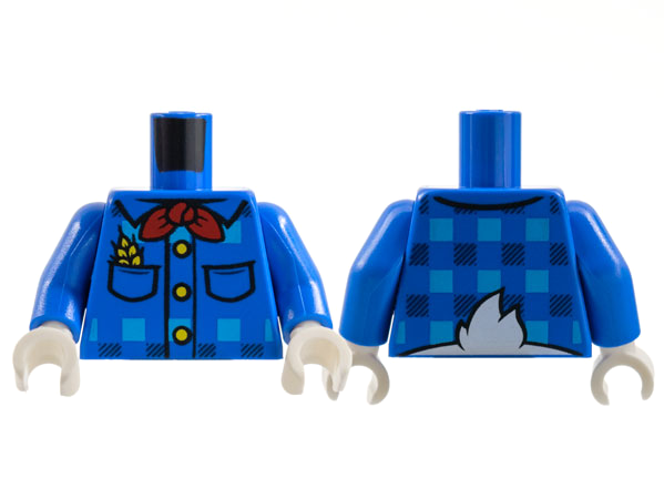 Torso Plaid Shirt, Red Handkerchief, 3 Yellow Buttons and Wheat in Pocket, White Duck Tail on Back Pattern / Blue Arms / White Hands