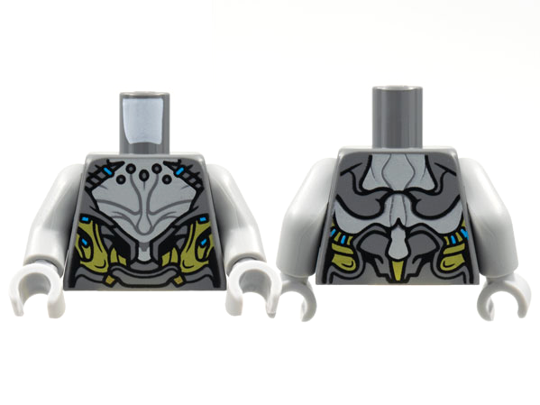 Torso Armor, Light Bluish Gray Chest, Yellow and Medium Azure Trim Pattern / Light Bluish Gray Arms / Light Bluish Gray Hands