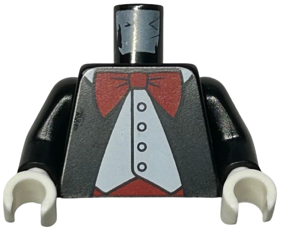 Torso Jacket Formal with White Vest, White Shirt and Large Red Bow Tie Pattern / Black Arms / White Hands