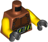 Torso Reddish Brown Chest Protector, Black and Lime Striped Belt with Buckle Pattern / Yellow Arms / Black Hands