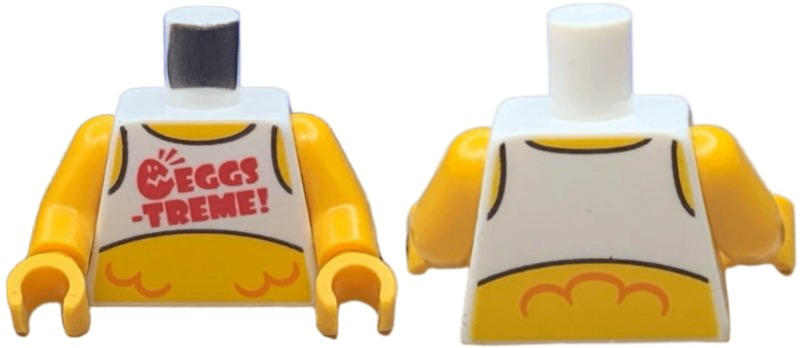 Torso Vest, Feathers, Red 'EGGS-TREME!' Pattern / Bright Light Orange Arms / Bright Light Orange Hands