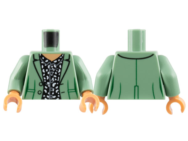Torso Jacket, Nougat Neck, Black Shirt with White Spots and Buttons Pattern / Sand Green Arms / Nougat Hands