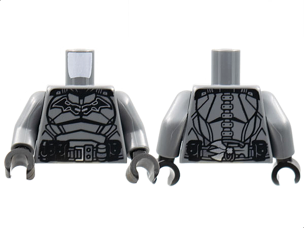 Torso Armor, Black Bat with Silver Outline, Panel Lines, Belt with Silver Buckle Pattern / Dark Bluish Gray Arms / Black Hands