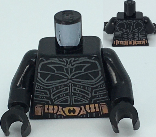 Torso Batman Logo with Body Armor Outline Detailed, Copper Belt Pattern / Black Arms / Black Hands