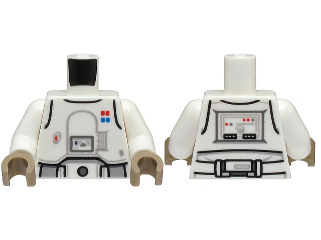 Torso SW Armor Snowtrooper Commander with Printed Back Pattern 2 / White Arms / Dark Tan Hands